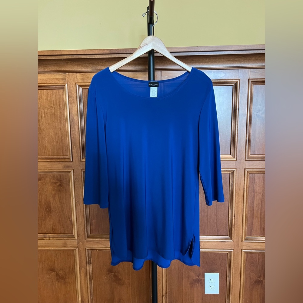 Caribe Tunic with 3/4 Sleeves Royal Blue Size M